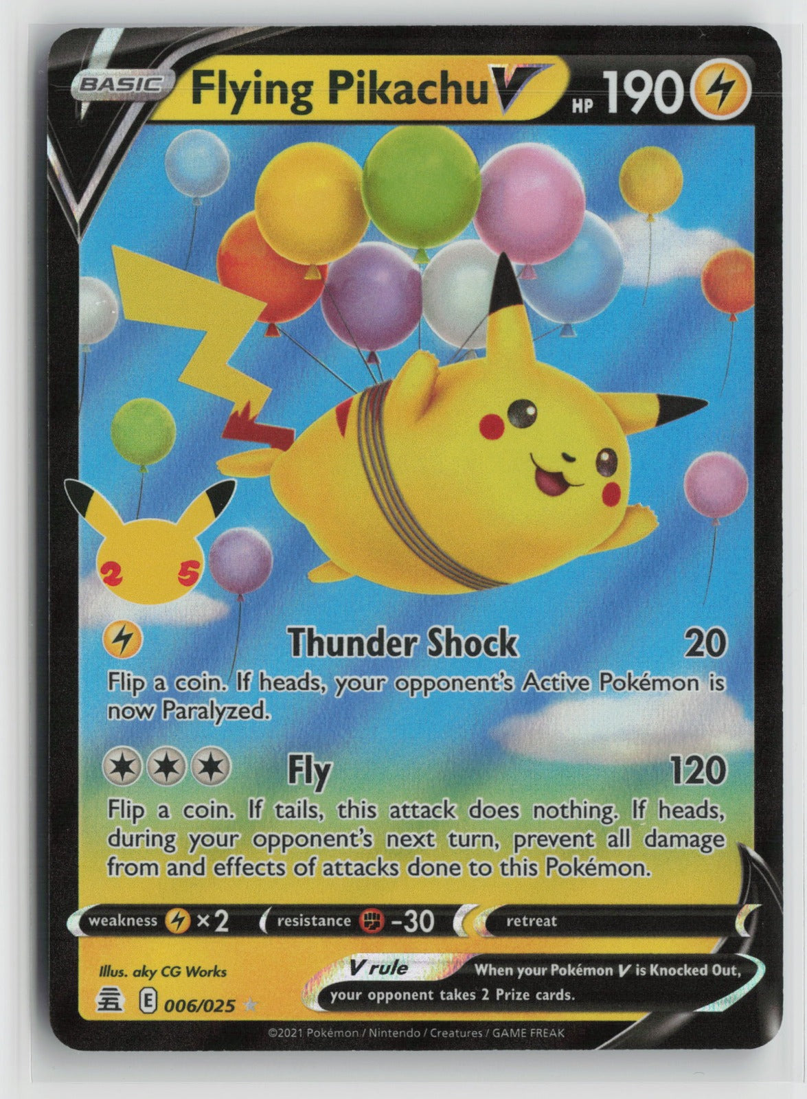 Flying Pikachu V Ultra Rare Holo CLB 006/025 NM