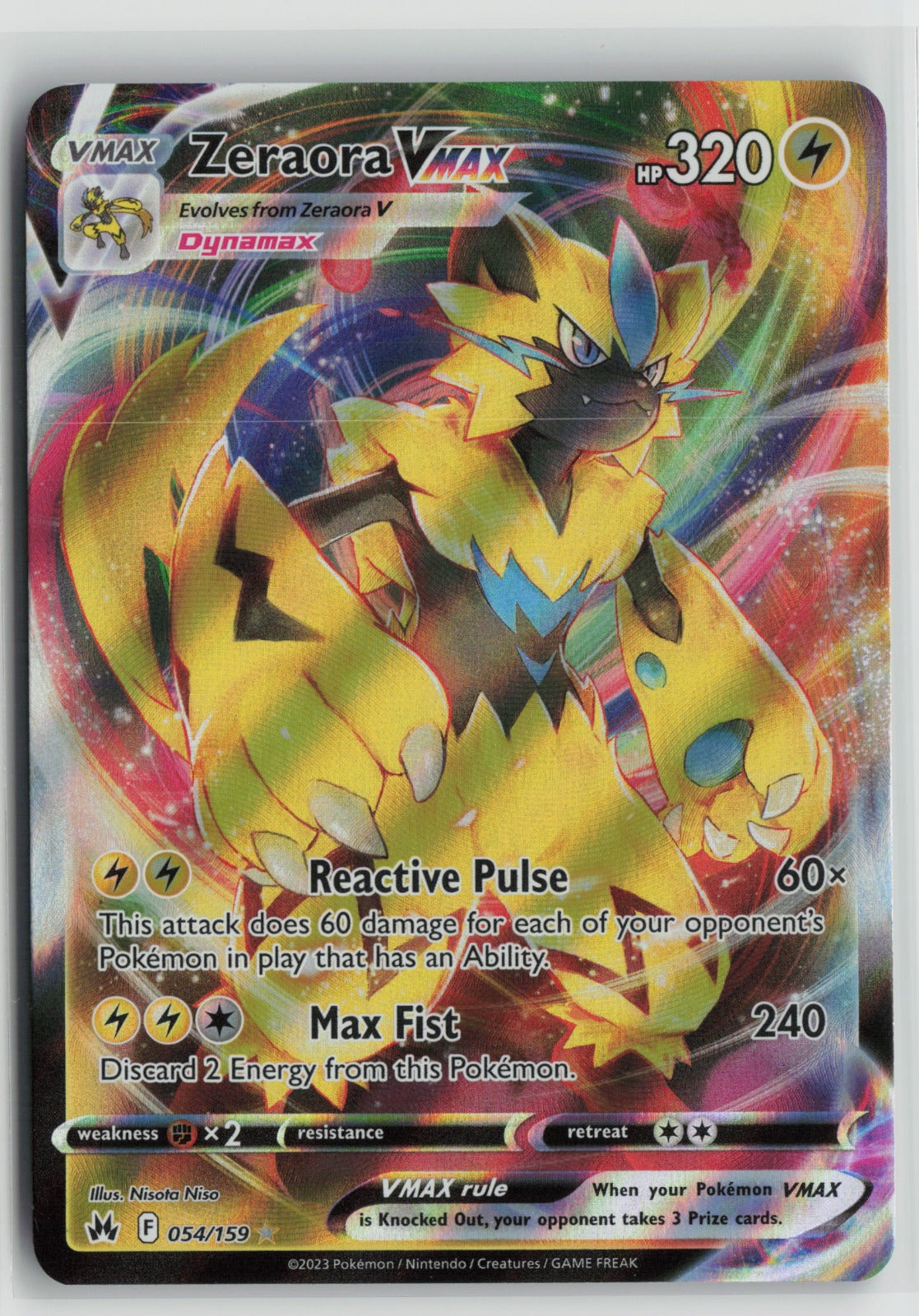 Zeraora VMAX Ultra Rare Holo CRZ 054/159 NM