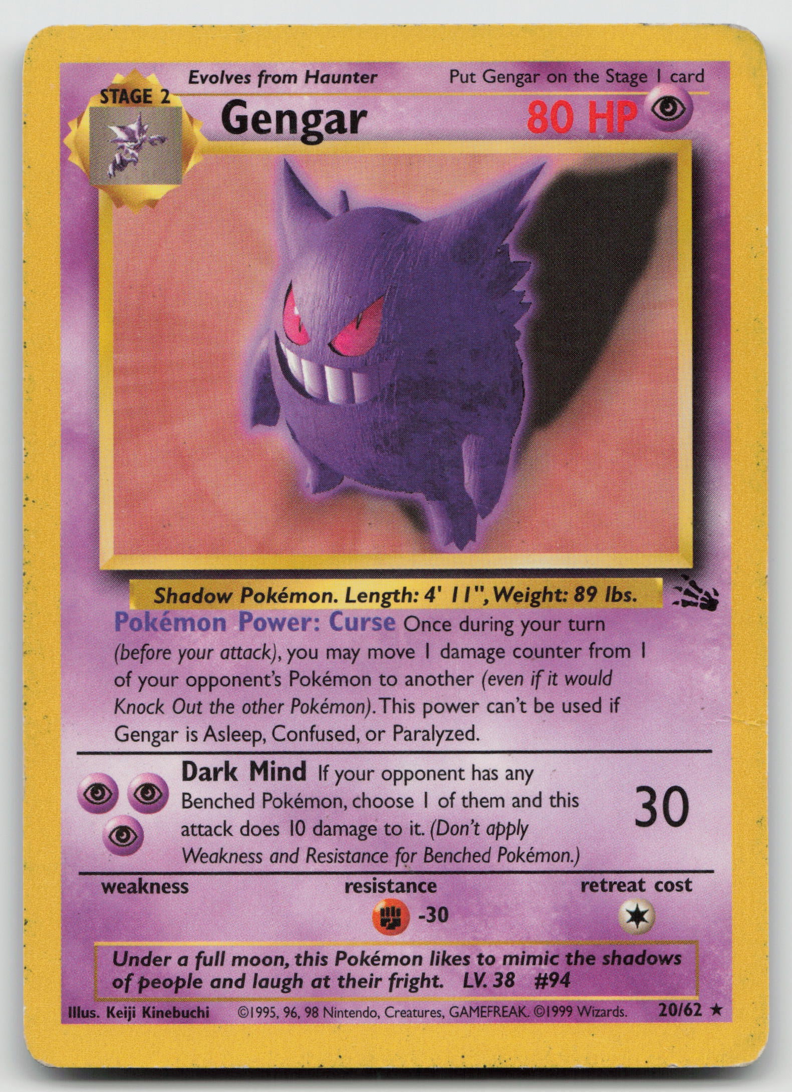 Gengar (20) Rare Unlimited FO 20/62 MP