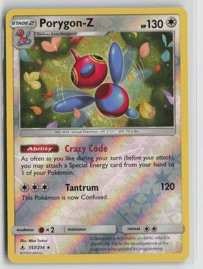 Porygon-Z Holo Rare Reverse Holo SM10 157/214 NM
