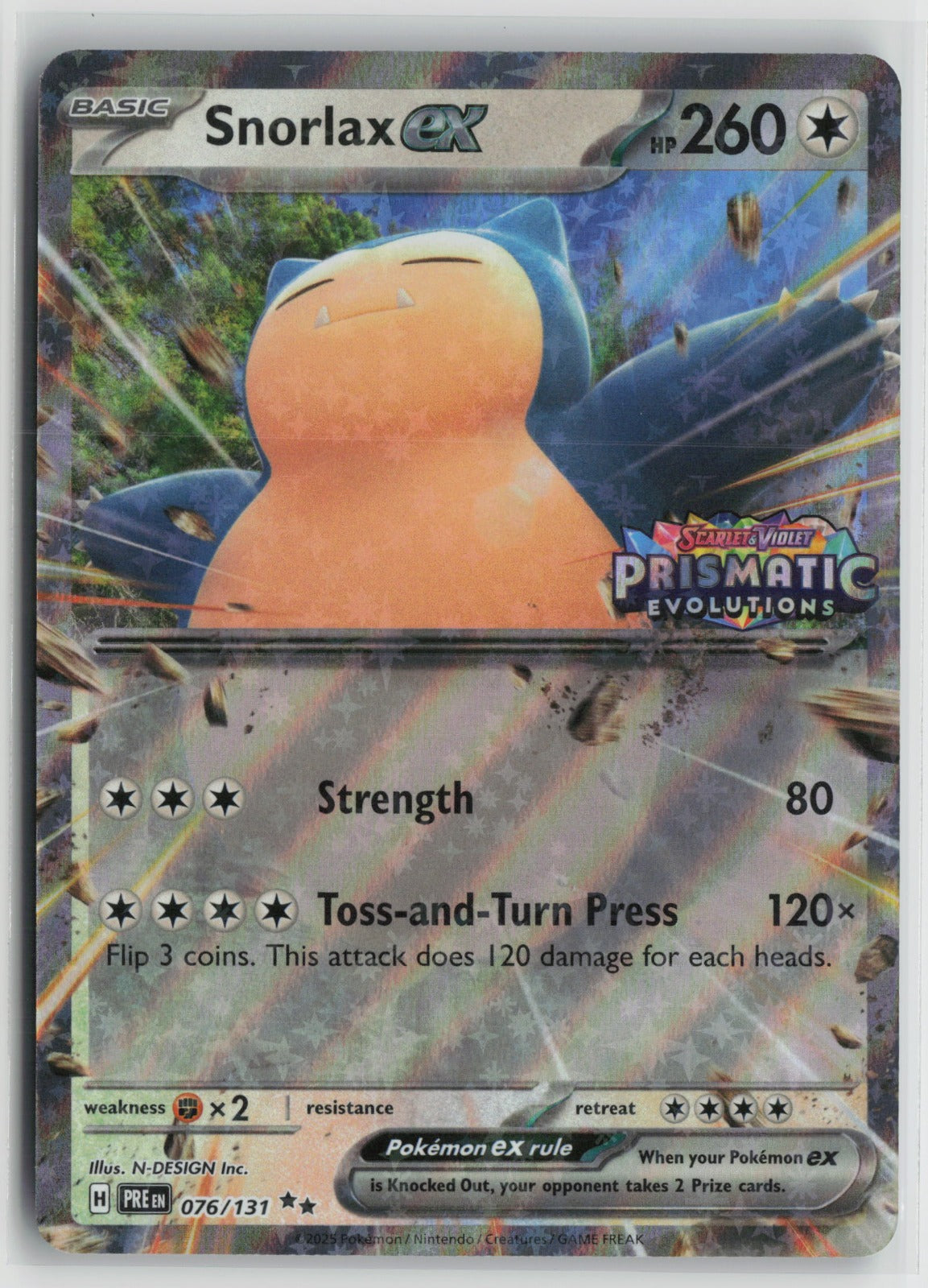 Snorlax ex (Prismatic Evolution Stamped) Double Rare Holo MCAP 076/131 NM