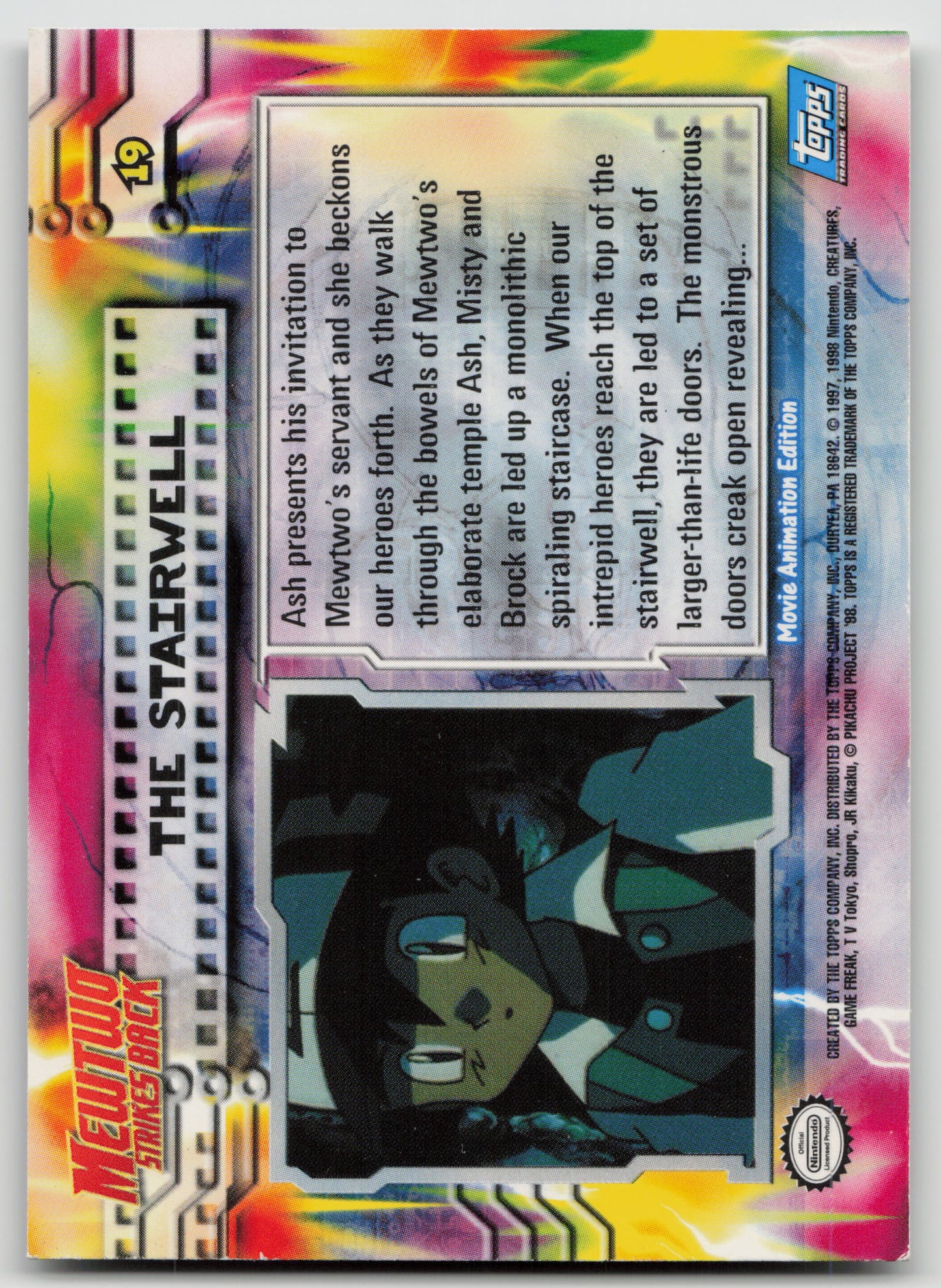 The Stairwell #19 Mewtwo Strikes Back Topps Movie Animation Edition Holo LP (Back)