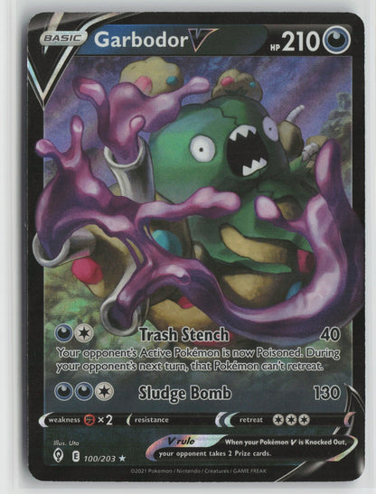 Garbodor V Ultra Rare Holo SWSH07 100/203 NM