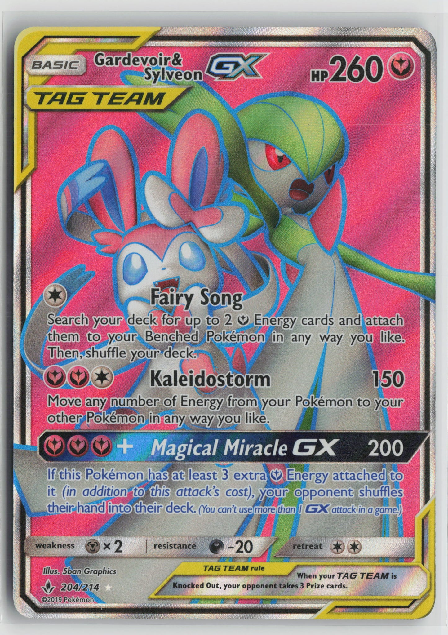 Gardevoir & Sylveon GX (204) (Full Art) Ultra Rare Holo SM10 204/214 NM