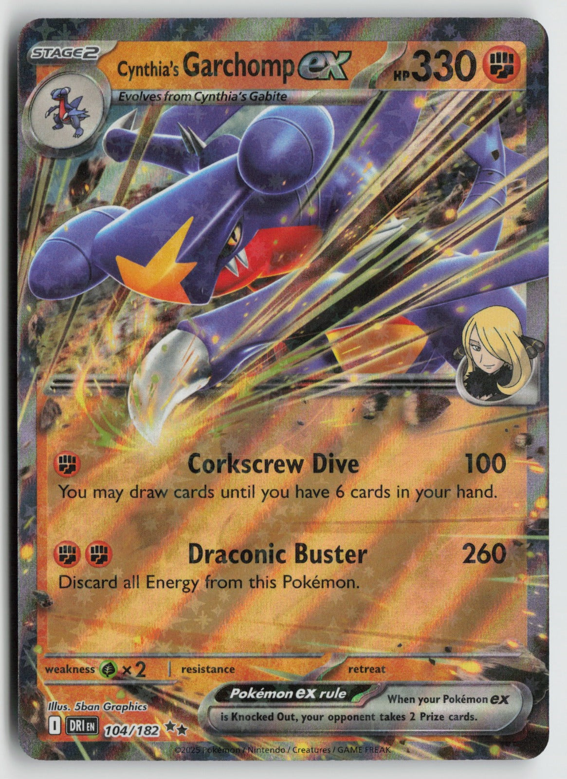 Cynthia's Garchomp ex Double Rare Holo DRI 104/182 LP