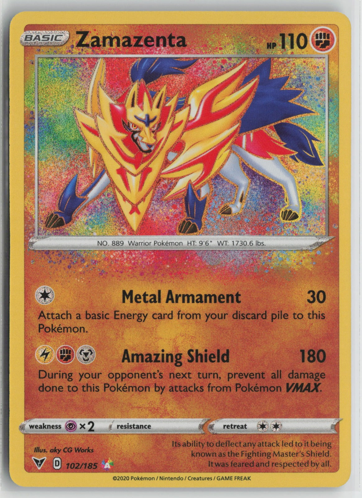 Zamazenta Amazing Rare Holo SWSH04 102/185 NM- D