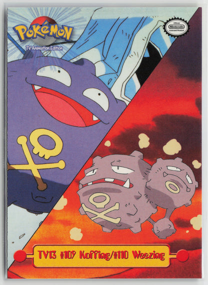 TV13 #109 Koffing/#110 Weezing Topps TV Animation Series 1999 Non-Holo LP