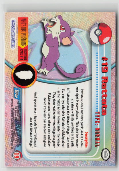 Rattata #19 Topps TV Animation Series 1999 Non-Holo NM (Back)