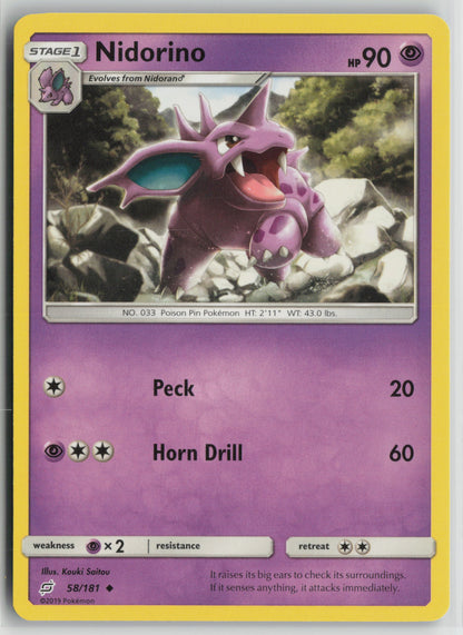 Nidorino Uncommon SM - Team Up 58/181 NM