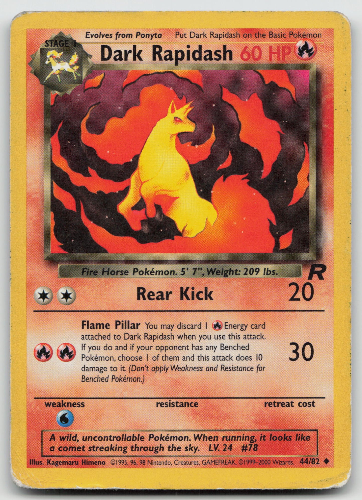 Dark Rapidash Uncommon Unlimited TR 44/82 HP