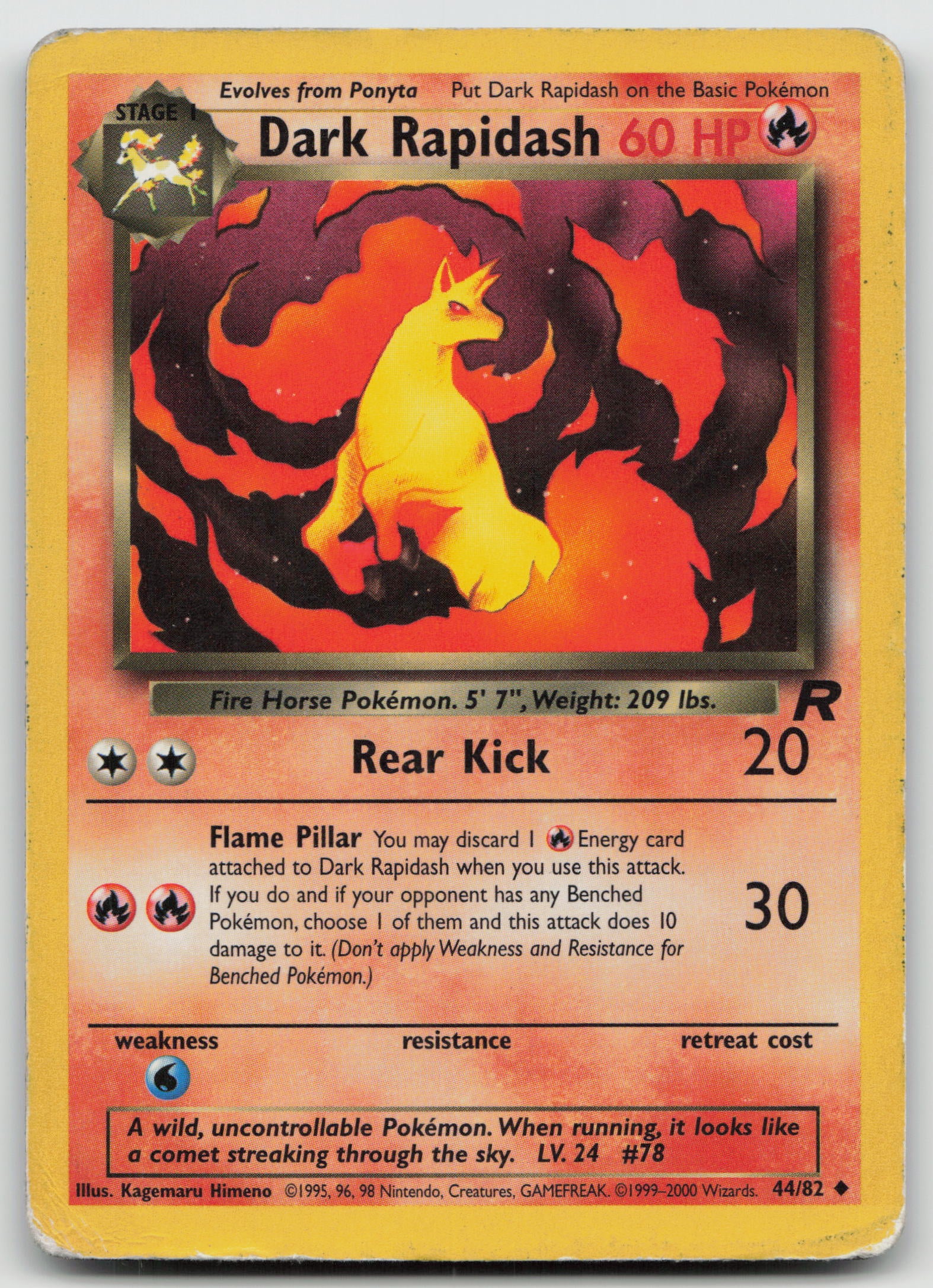 Dark Rapidash Uncommon Unlimited TR 44/82 HP