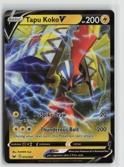 Tapu Koko V Ultra Rare Holo SWSH01 072/202 NM