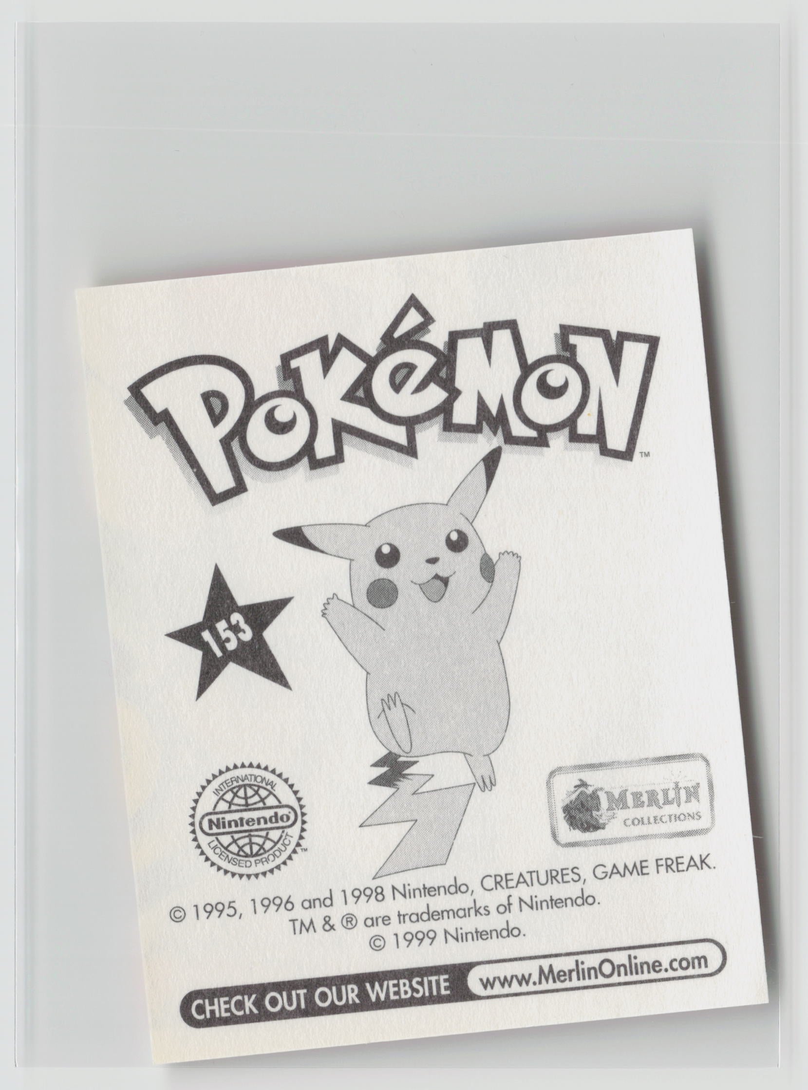 Ash & Pikachu - Merlin Topps Sticker 1999 #153 NM (Back)