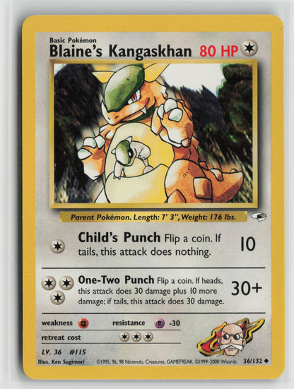 Blaine's Kangaskhan Uncommon Unlimited G1 036/132 LP