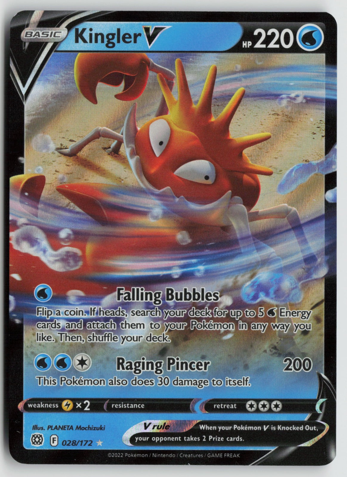 Kingler V Ultra Rare Holo SWSH09 028/172 NM