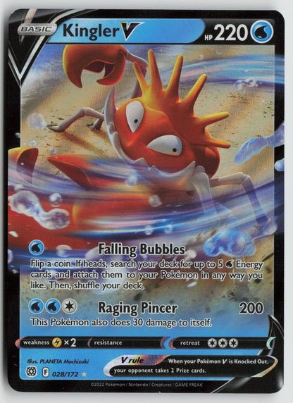 Kingler V Ultra Rare Holo SWSH09 028/172 NM