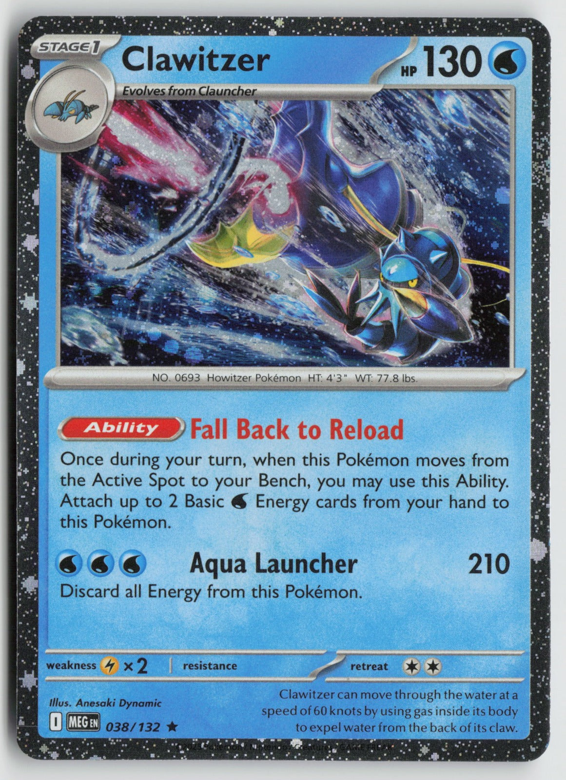 Clawitzer (Cosmos Holo) Rare Holo MCAP 038/132 NM