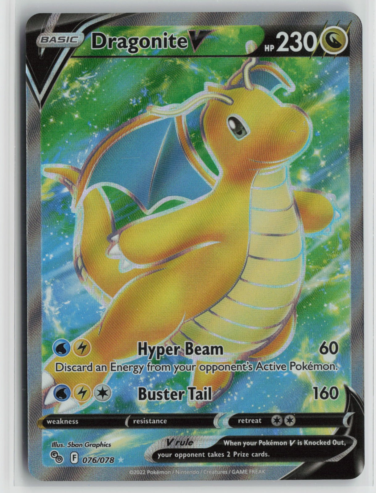 Dragonite V (Full Art) Ultra Rare Holo PGO 076/078 NM
