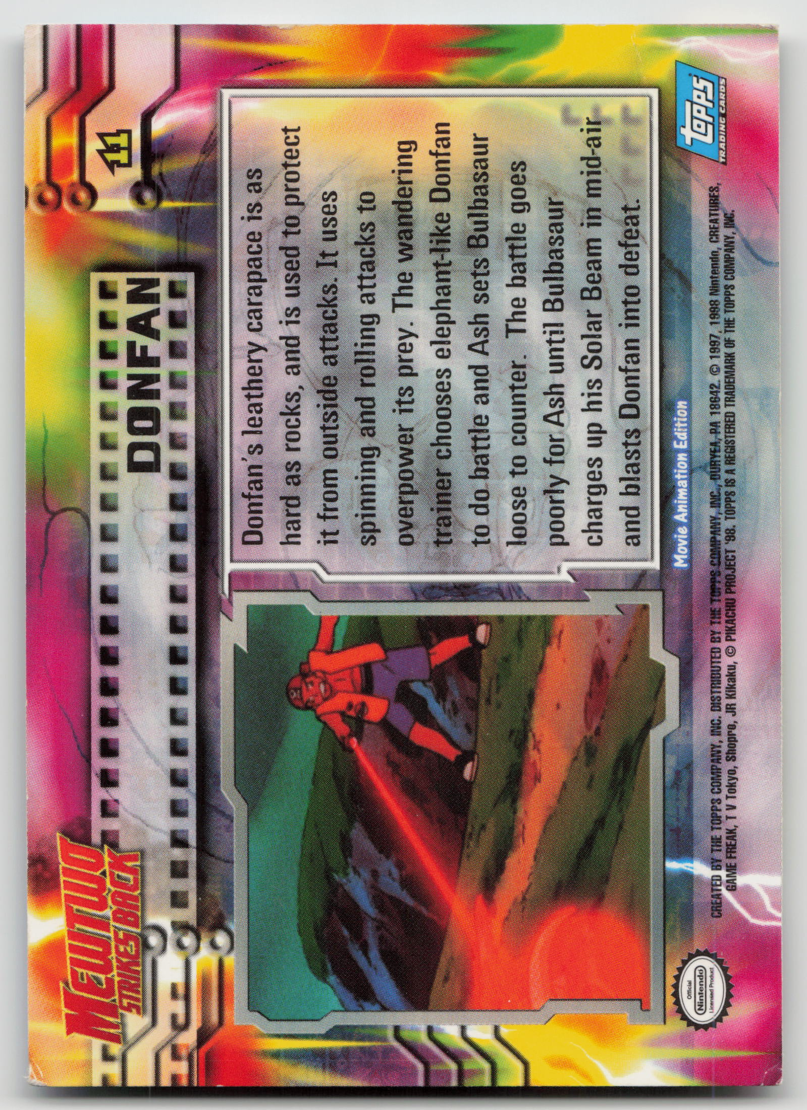 Donfan #11 Mewtwo Strikes Back Topps Movie Animation Edition Non-Holo LP (Back)