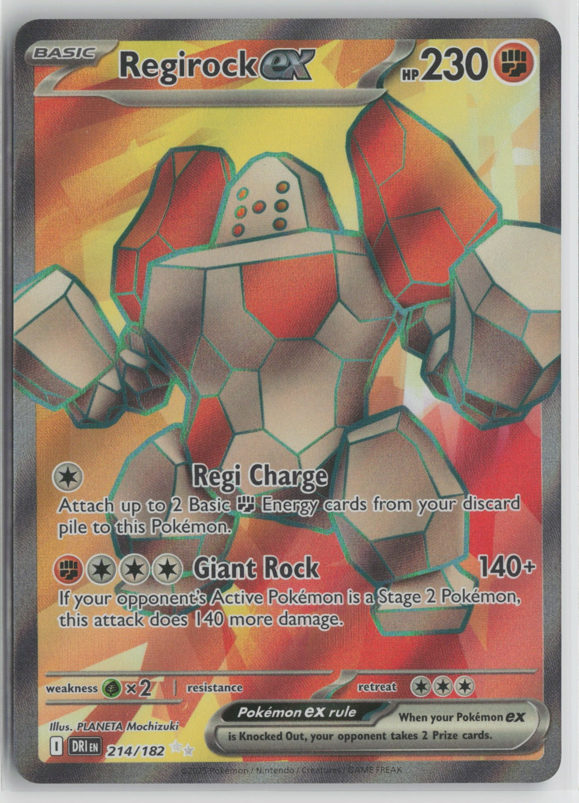 Regirock ex - Ultra Rare Holo DRI 214/182 NM