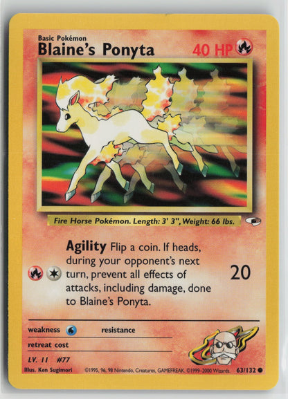 Blaine's Ponyta Common Unlimited G1 063/132 NM