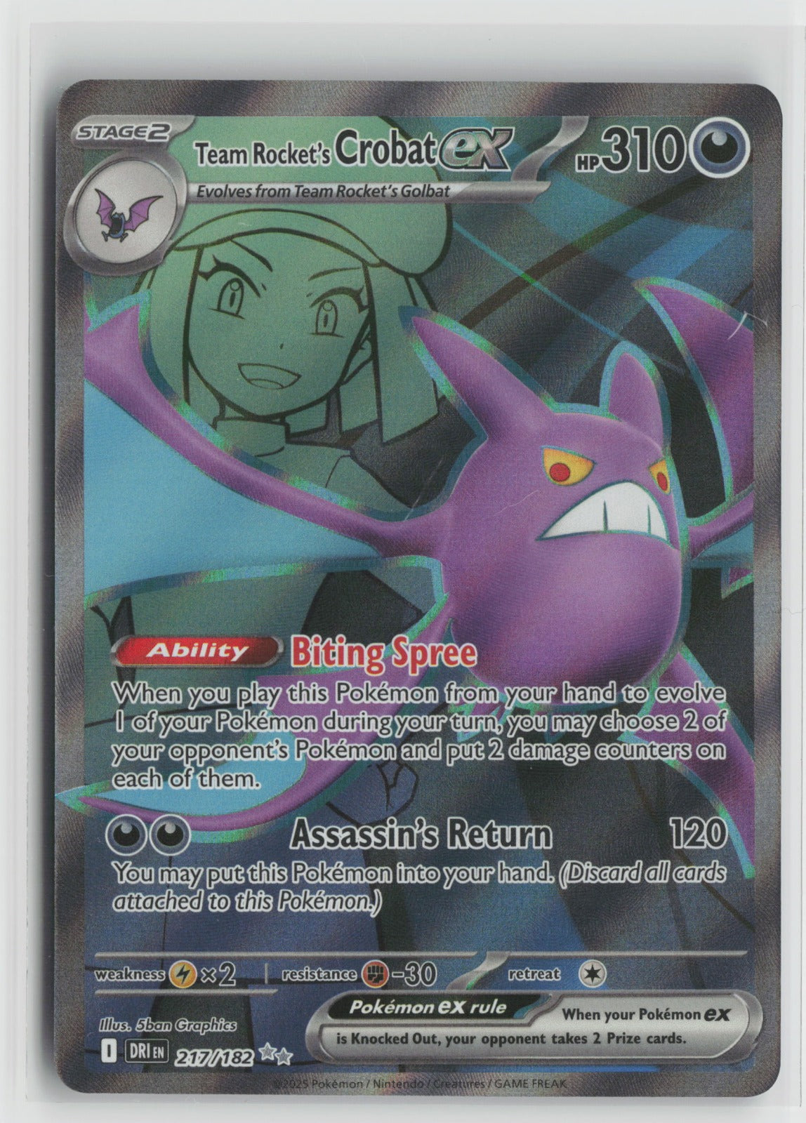 Team Rocket's Crobat ex - Ultra Rare Holo DRI 217/182 NM