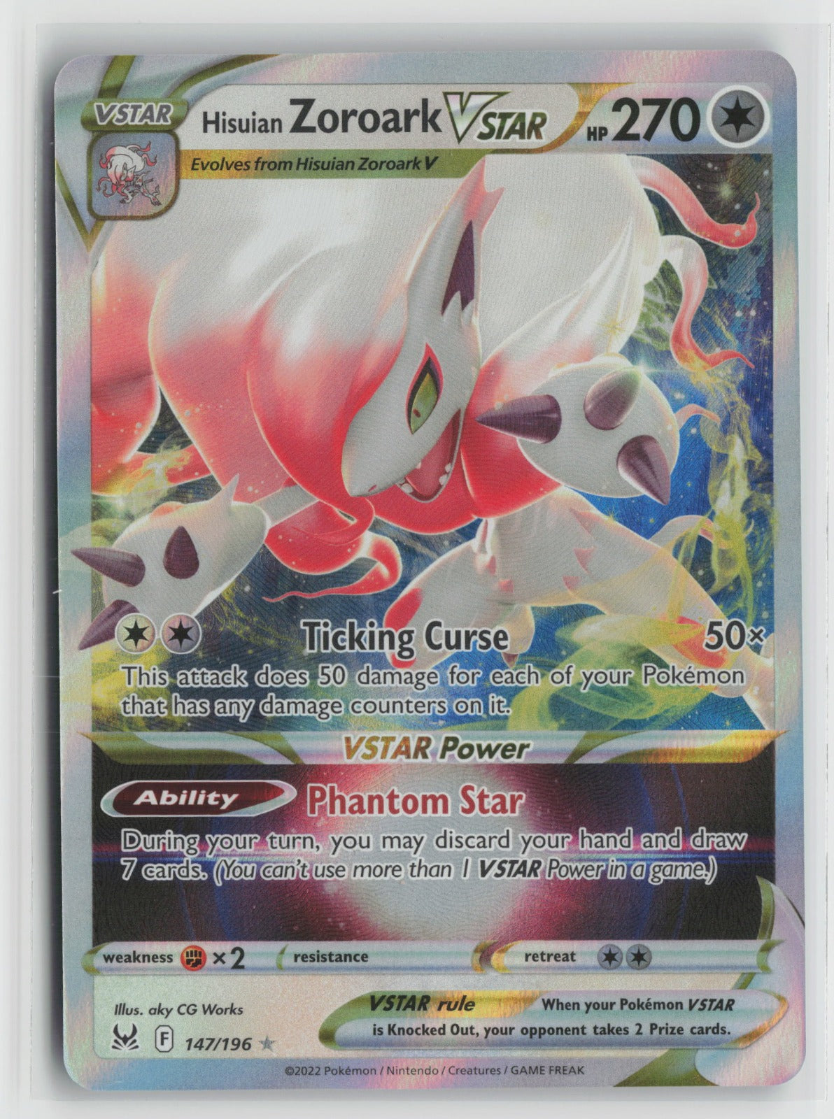 Hisuian Zoroark VSTAR Ultra Rare Holo SWSH11 147/196 NM