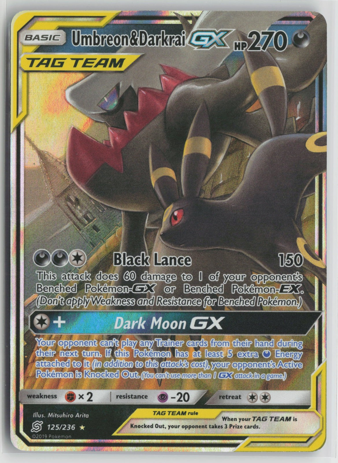 Umbreon & Darkrai GX Ultra Rare Holo SM11 125/236 NM