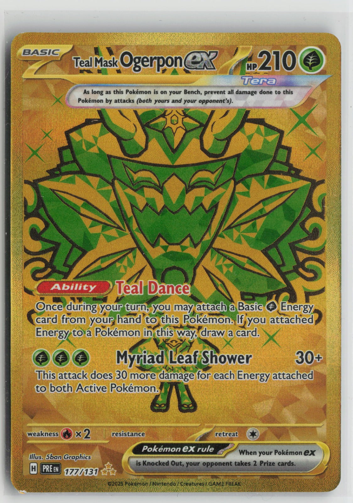 Teal Mask Ogerpon ex Hyper Rare Holo PRE 177/131 NM