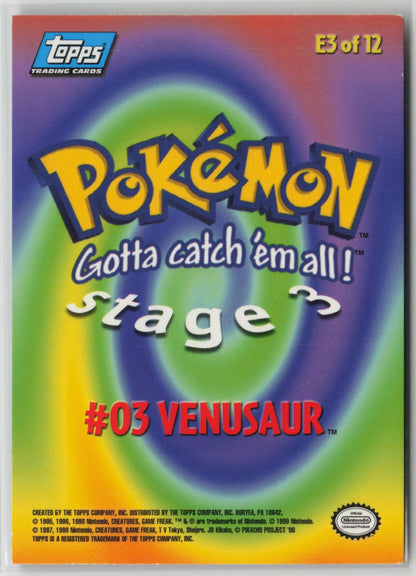 Topps #03 Venusaur 1999 The First Movie E3 of 12 NM (Back)