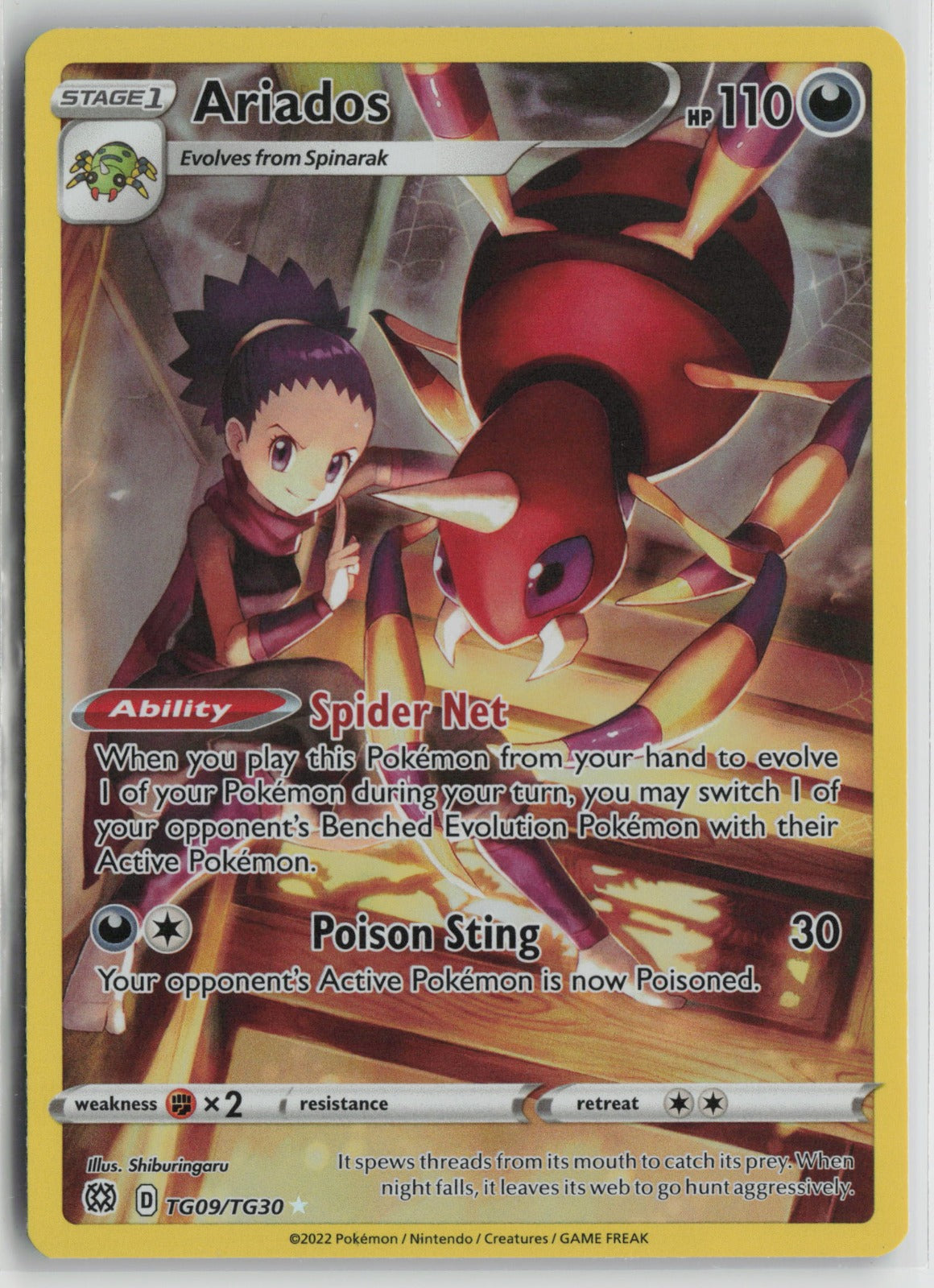 Ariados Ultra Rare Holo SWSH09:TG TG09/TG30 NM