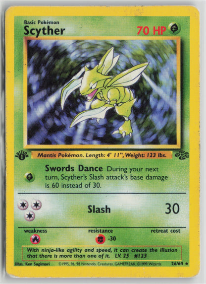Scyther (26) Rare 1st Edition JU 26/64 HP