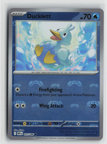 Ducklett (Master Ball Pattern) Common Holo WHT 025/086 NM