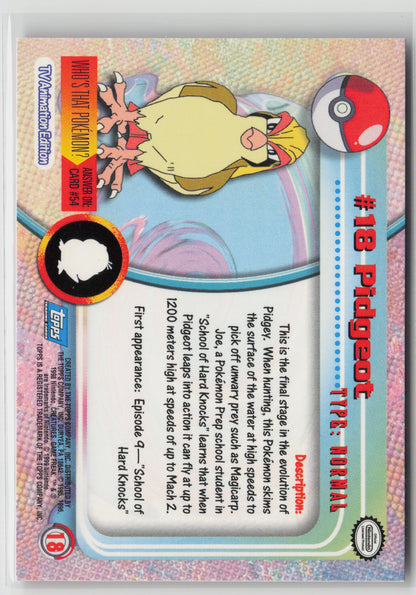 Pidgeot #18 Topps TV Animation Series 1999 Non-Holo NM (Back)
