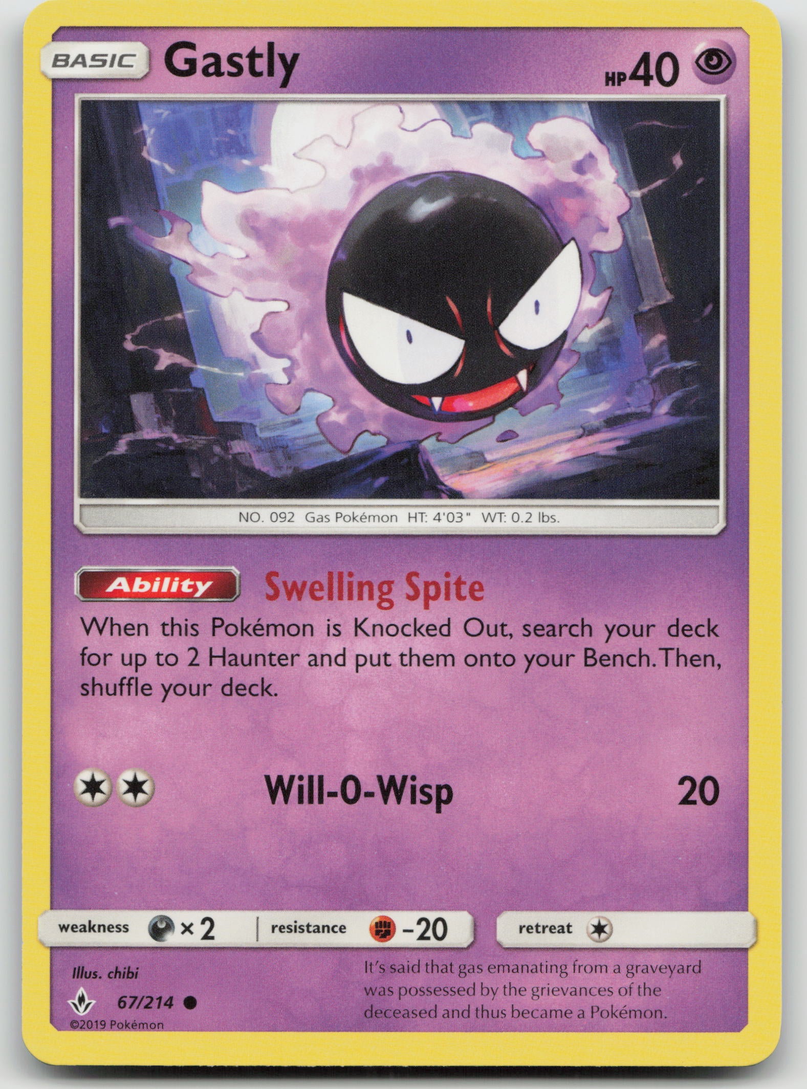 Gastly (67) Common Normal SM10 67/214 NM