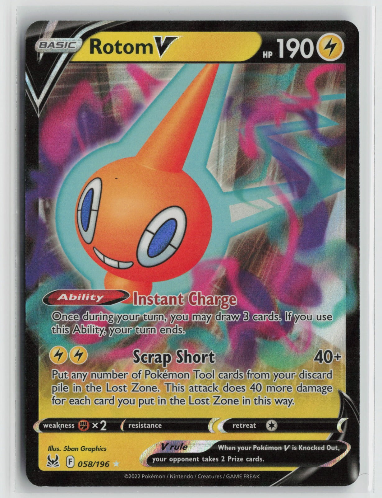 Rotom V Ultra Rare Holo SWSH11 058/196 NM