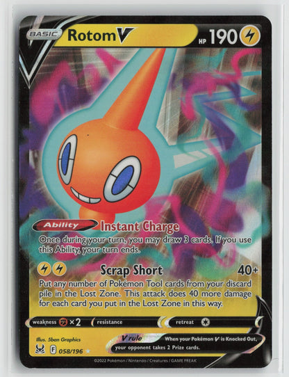 Rotom V Ultra Rare Holo SWSH11 058/196 NM