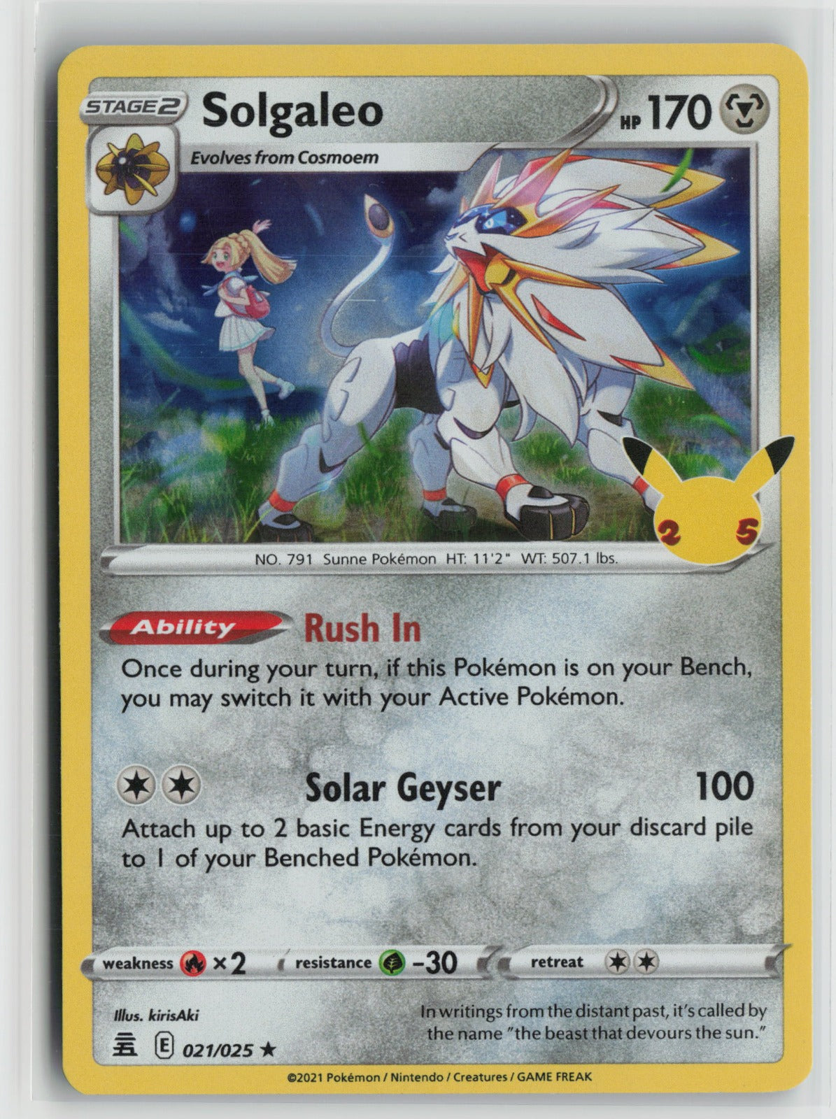 Solgaleo Holo Rare CLB 021/025 NM