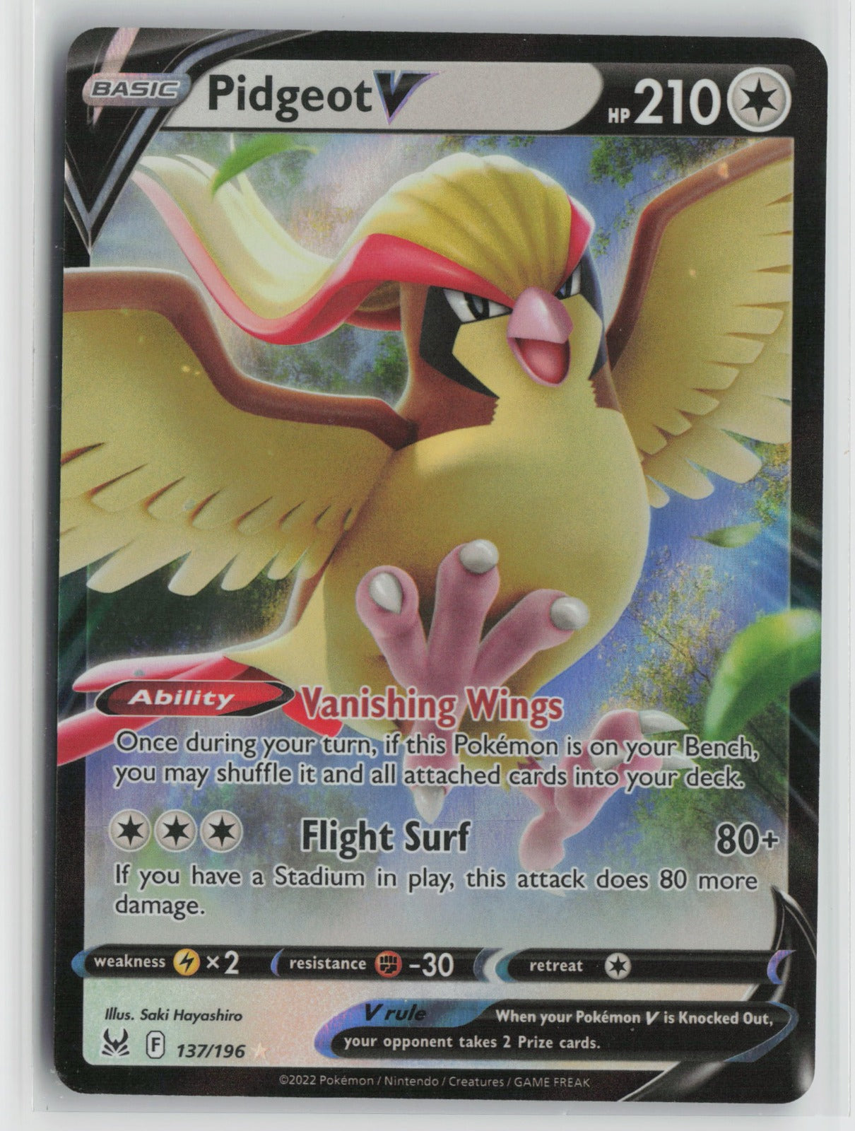 Pidgeot V Ultra Rare Holo SWSH11 137/196 NM