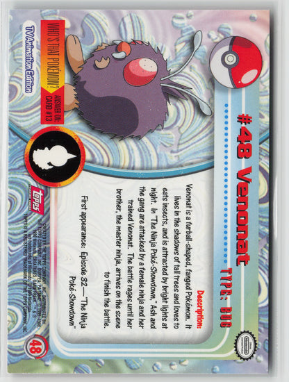 Venonat #48 Topps TV Animation Series 1999 Non-Holo NM (Back)