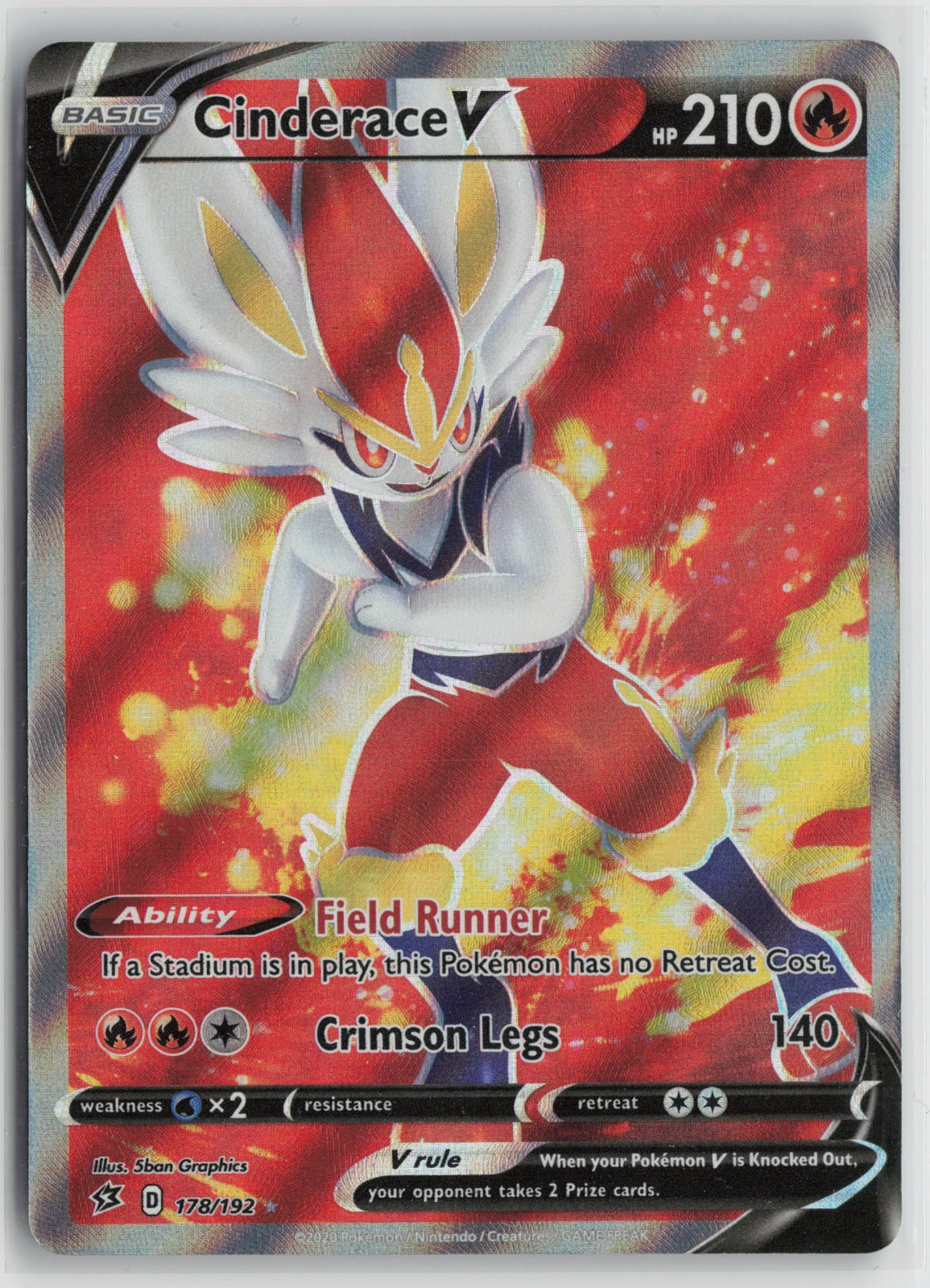 Cinderace V (Full Art) Ultra Rare Holo SWSH02 178/192 HP