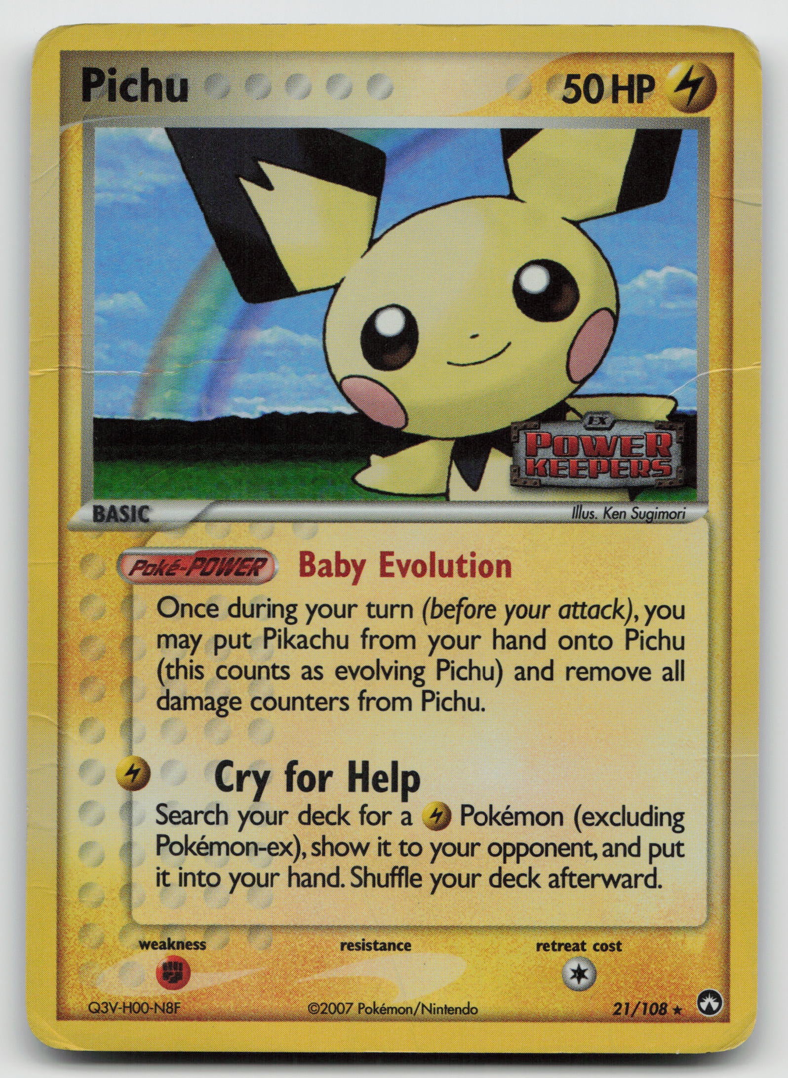 Pichu Rare Reverse Holo PK 21/108 DMG