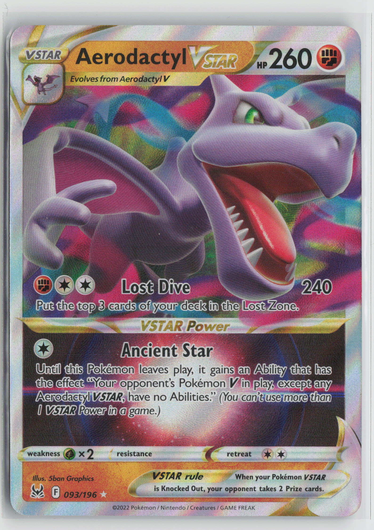 Aerodactyl VSTAR Ultra Rare SWSH11: Lost Origin 093/196 NM