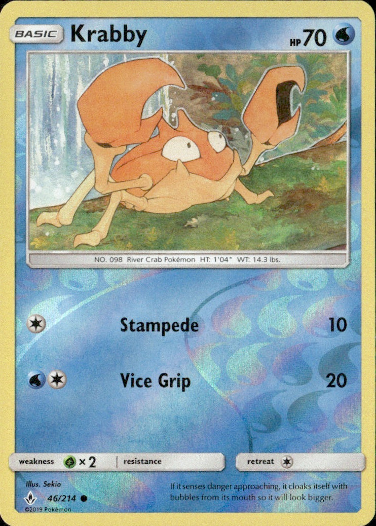 Krabby Common Reverse Holo SM10 46/214 NM