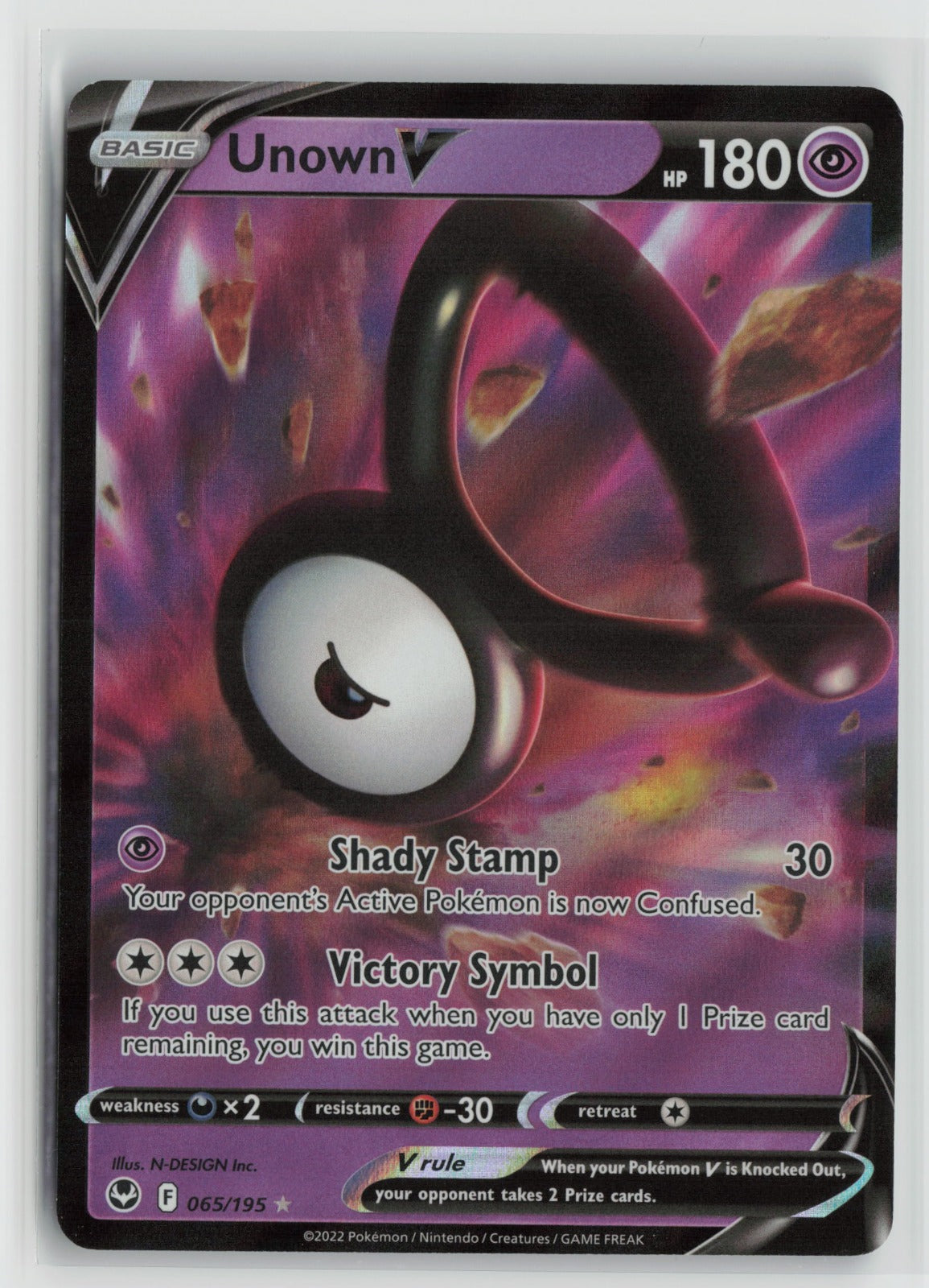 Unown V Ultra Rare Holo SWSH12 065/195 NM