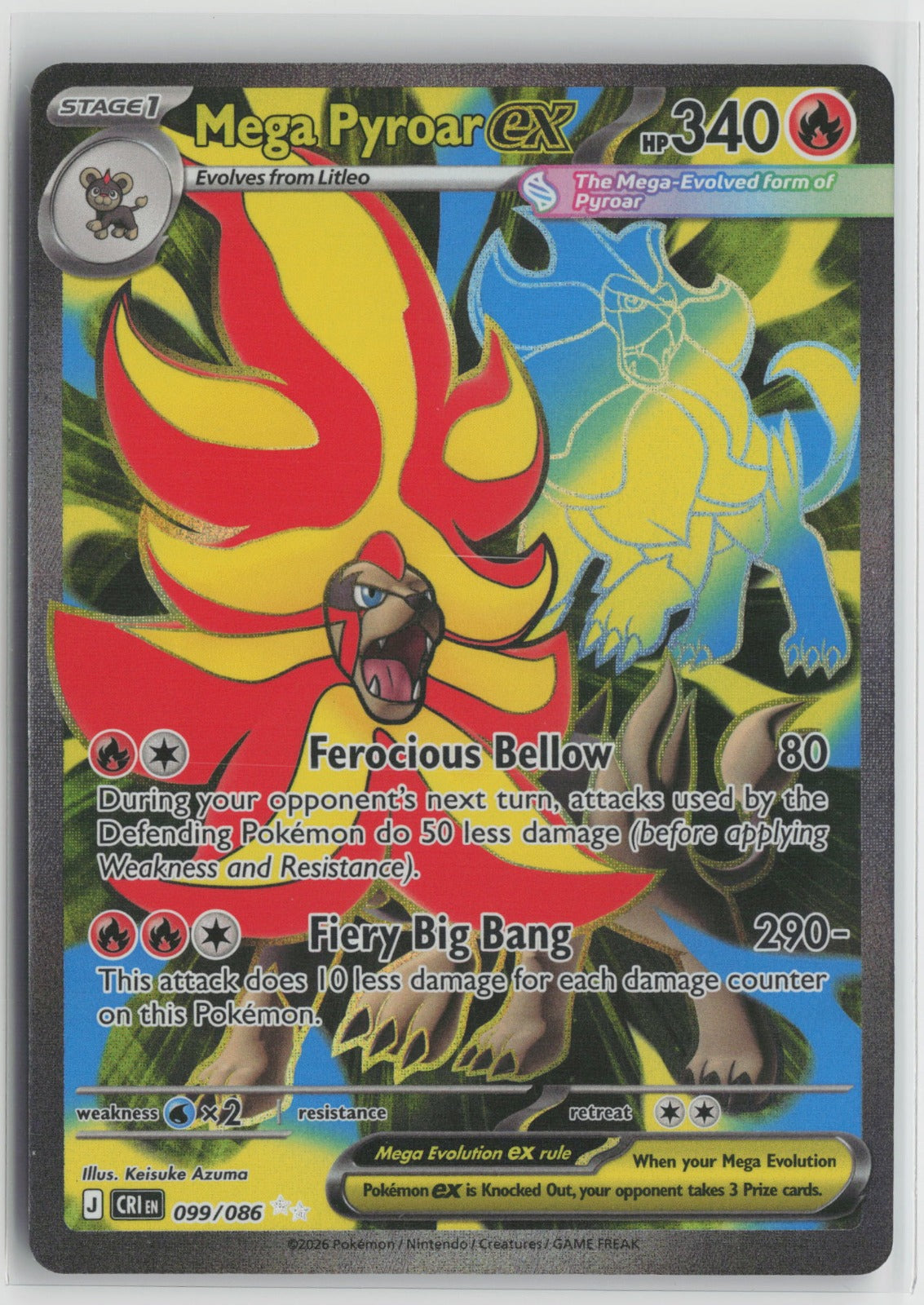 Mega Pyroar ex Ultra Rare Holo CRI 099/086 NM
