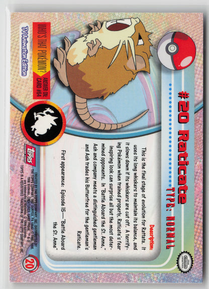 Raticate #20 Topps TV Animation Series 1999 Non-Holo NM (Back)
