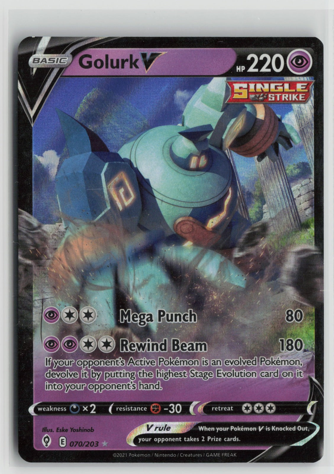 Golurk V Ultra Rare Holo SWSH07 070/203 NM