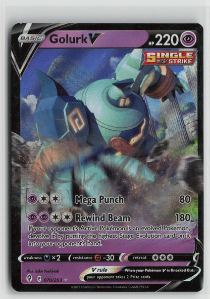 Golurk V Ultra Rare Holo SWSH07 070/203 NM