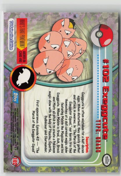 Exeggcute #102 Topps TV Animation Series 1999 Non-Holo NM (Back)